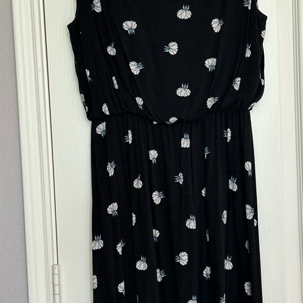 Black Dress with White Floral Pattern